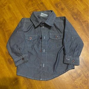 Grey denim look button down